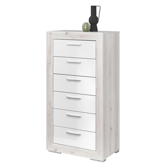 Komoda FERNANDO T19 aurum světlá/bílá vysoký lesk 1