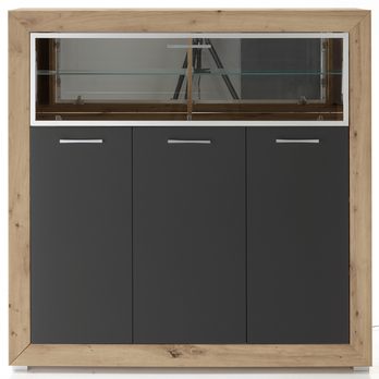 Vitrína FERNANDO T21 dub artisan/matná šedá 3