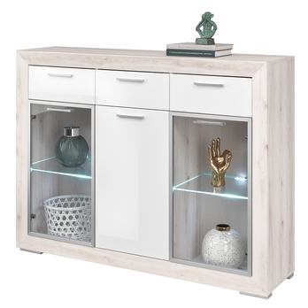 Komoda FERNANDO T8 aurum světlá/bílá vysoký lesk 1