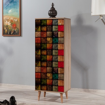 Botníková komoda  FILINTA V dub sonoma/vícebarevná 1