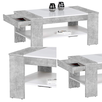 Konferenční stolek FINLEY PLUS beton/bílá 1