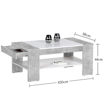 Konferenční stolek FINLEY PLUS beton/bílá 2