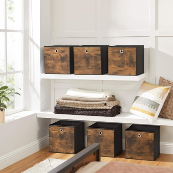 Úložné boxy FLAT 3 hnědá, 6 ks 1