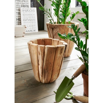Dřevěný obal na květináč FLINT přírodní, výška 60 cm 3