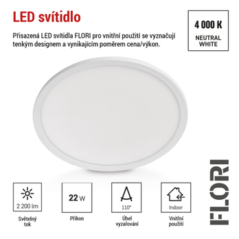 Stropní LED svítidlo FLORI bílá, průměr 42 cm 15