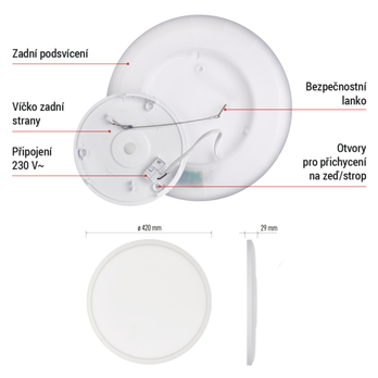 Stropní LED svítidlo FLORI bílá, průměr 42 cm 17