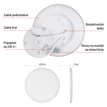 Stropní LED svítidlo FLORI bílá, průměr 42 cm 18