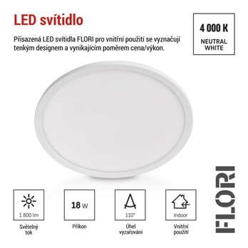 Stropní LED svítidlo FLORI bílá, průměr 30 cm 15