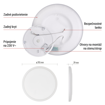 Stropní LED svítidlo FLORI bílá, průměr 30 cm 18