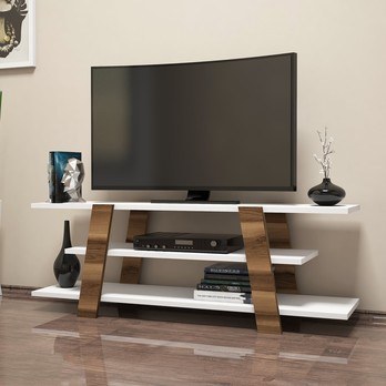 TV stolek  FLOWER ořech/bílá 1