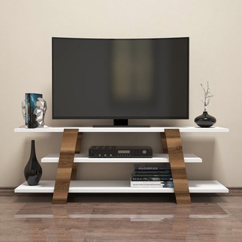 TV stolek  FLOWER ořech/bílá 2