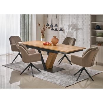 Jídelní stůl FONAS přírodní/černá, šířka 160 cm 10