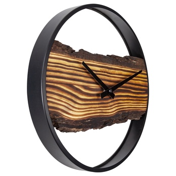 Nástěnné hodiny FOREST dřevo/kov, průměr 30 cm 3