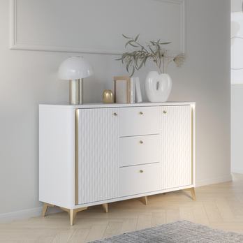 Komoda FORREST HILLS bílá/zlatá, šířka 140 cm 1