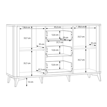 Komoda FORREST HILLS bílá/zlatá, šířka 140 cm 5