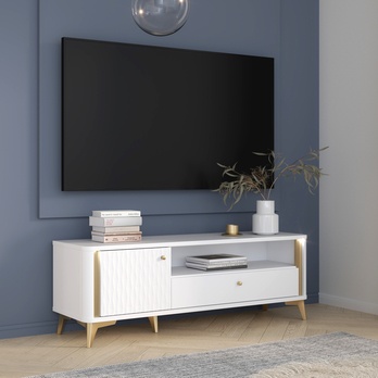 TV komoda FORREST HILLS bílá/zlatá, šířka 141 cm 1