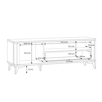 TV komoda FORREST HILLS bílá/zlatá, šířka 141 cm 2