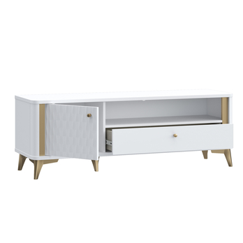 TV komoda FORREST HILLS bílá/zlatá, šířka 141 cm 3
