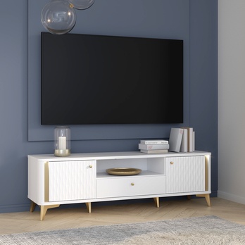 TV komoda FORREST HILLS bílá/zlatá, šířka 161 cm 1