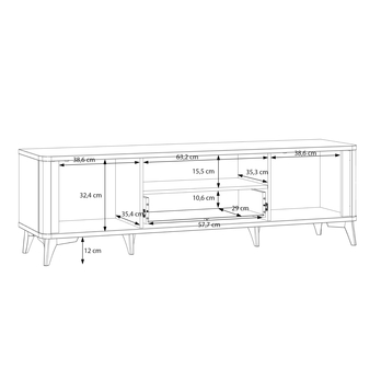 TV komoda FORREST HILLS bílá/zlatá, šířka 161 cm 5
