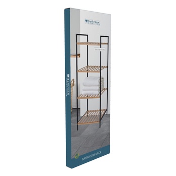 Regál FOX bambus/černá, výška 95 cm 1