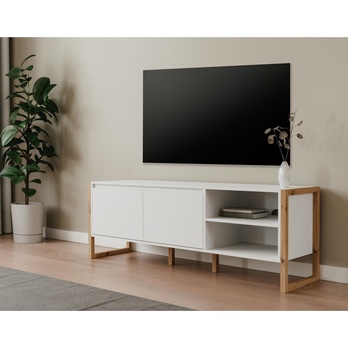 TV komoda FREDDIE bílá/dub artisan 1