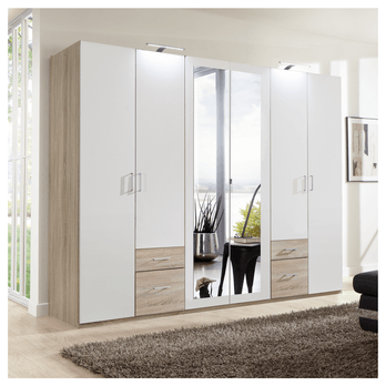 Šatní skříň FREDERICA bílá/dub sagerau 1