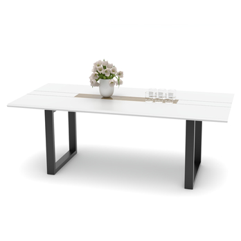 Jídelní stůl FRESNO bílá/černá, U-konstrukce, šířka 210 cm 1