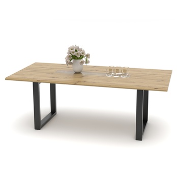 Jídelní stůl FRESNO dub artisan/černá, U-konstrukce, šířka 210 cm 1