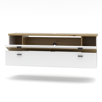 Závěsná TV komoda FRESNO bílá/dub artisan, šířka 150 cm 1