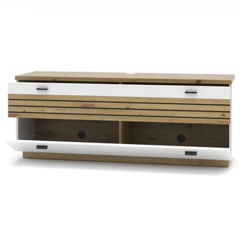 TV komoda FRESNO bílá/dub artisan 1