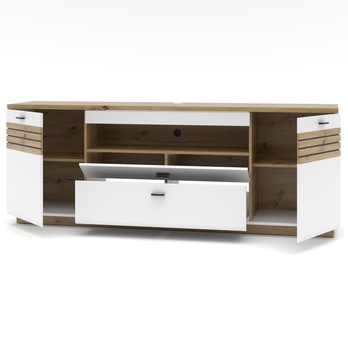 TV komoda FRESNO bílá/dub artisan 1