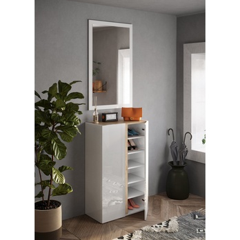 Botníková komoda FROMA bílá lesklá/dub, šířka 70 cm 1