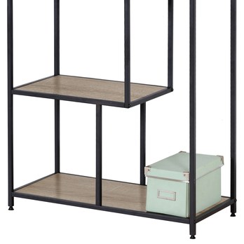 Regál FU168JW světlé dřevo/černý kov 1