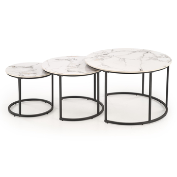 Konferenční stolek GALDO bílý mramor/černá, set 3 ks 2