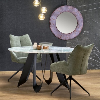 Jídelní stůl GAUVONA zelený mramor/černá 1