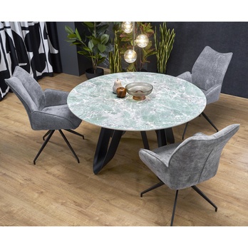 Jídelní stůl GAUVONA zelený mramor/černá 8