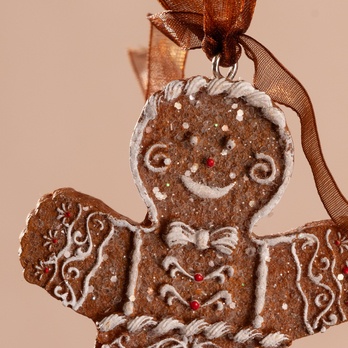 Dekorace perníkový panáček GINGERBREAD hnědá/bílá, výška 9 cm 1