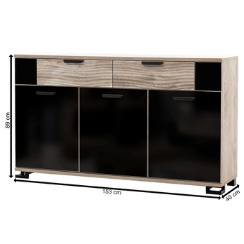 Komoda GOGER GT3 dub/černá lesklá 7