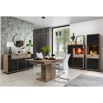 Vitrína GOGER GT4 dub/černá lesklá 1