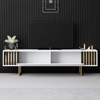 TV komoda GOLD LINE 2 bílá/zlatá 4