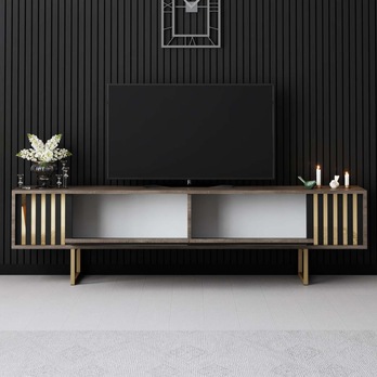 TV komoda GOLD LINE 2 ořech/zlatá 4