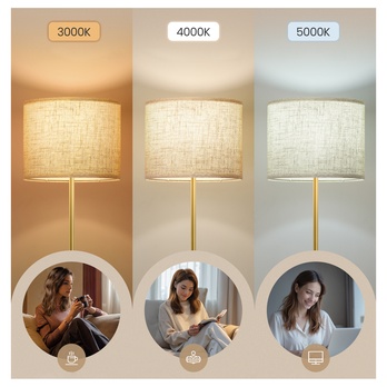 Stojací lampa GOLDEE černá/béžová 3