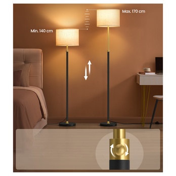 Stojací lampa GOLDEE černá/béžová 2