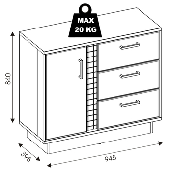 Komoda GRACIA MR2 bílá/černá 6