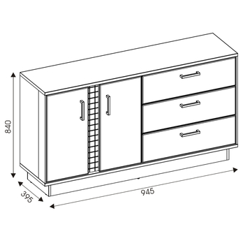 Komoda GRACIA MR3 bílá/černá 6