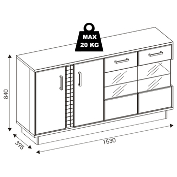 Komoda GRACIA MR4 bílá/černá 7