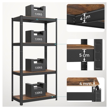 Skladovací regál GRADE 6 černá/rustikální hnědá 2