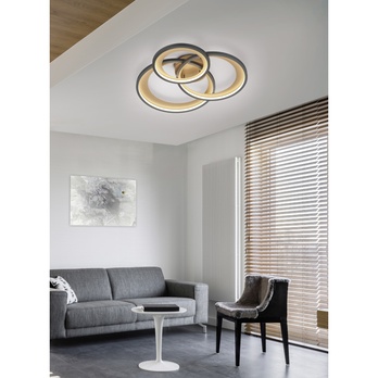 Stropní LED svítidlo GRANADA matná černá/zlatá 1