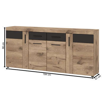 Komoda GRANO 4D2Z dub viking/šedá 3